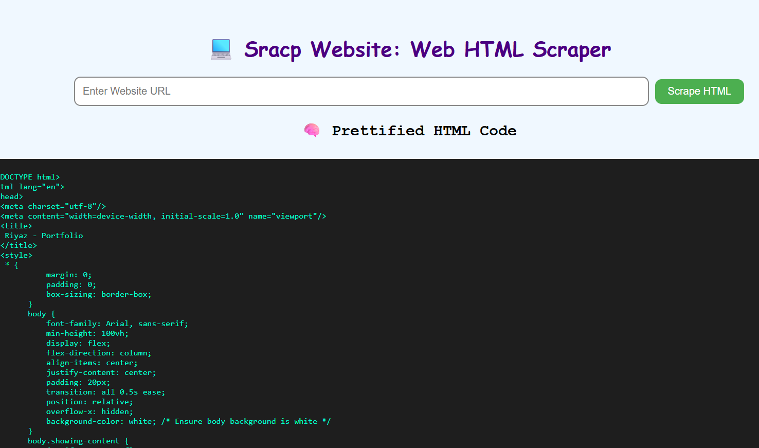 HTML Viewer Web Scraper